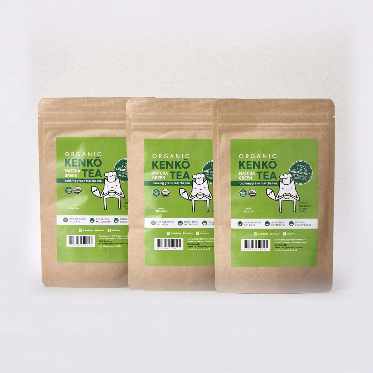 Organic Culinary Grade Matcha Powder - 3 Bags of 100g