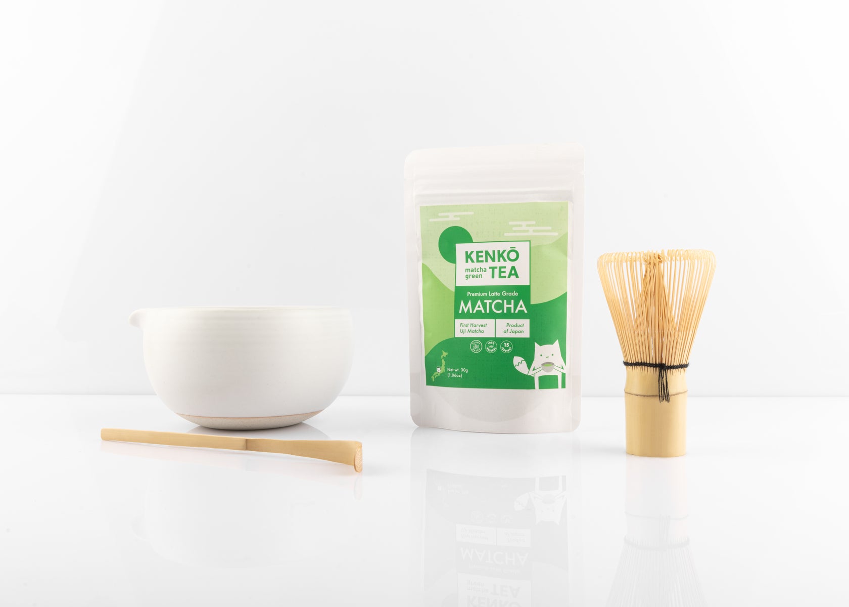 Matcha Starter Kit - 4 pce Matcha Set with Whisk and Bowl